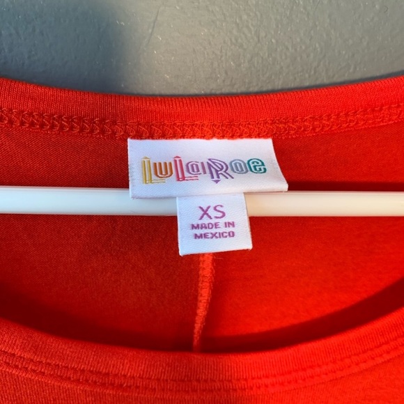 LulaRoe Carly Dress TShirt Swing High Low Red Pink - Picture 4 of 5